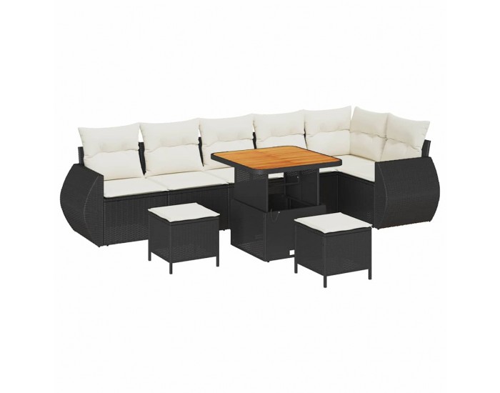 Sonata H Градински Софа Комплект 9 pcs Черно и кремаво 80 x 80 x 71 cm