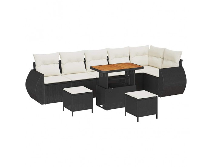 Sonata H Градински Софа Комплект 9 pcs Черно и кремаво 90 x 55 x 71 cm