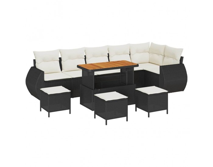 Sonata H Градински Софа Комплект 10 pcs Черно и кремаво 110 x 55 x 71 см