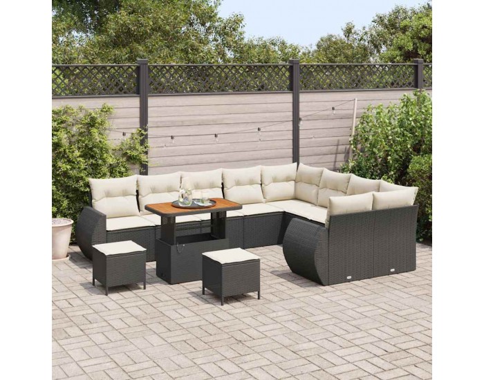 Sonata H Градински Софа Комплект 12 pcs Черно и кремаво 90 x 55 x 71 cm