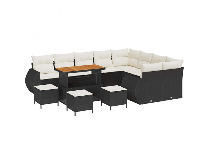 Sonata H Градински Софа Комплект 13 pcs Черно и кремаво 110 x 55 x 71 см