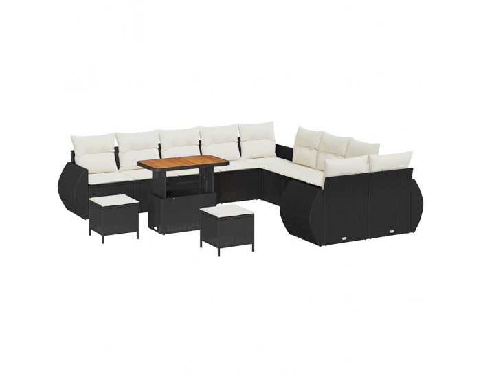 Sonata H Градински Софа Комплект 13 pcs Черно и кремаво 90 x 55 x 71 cm