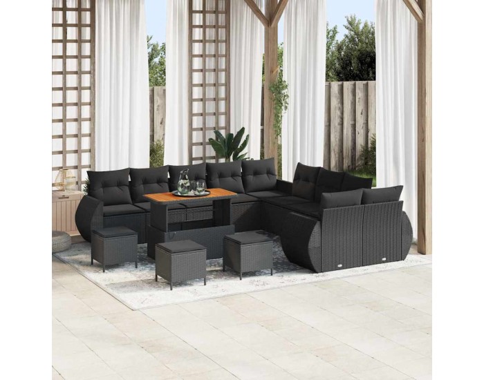 Sonata H Градински Софа Комплект 14 pcs Черно 110 x 55 x 71 см