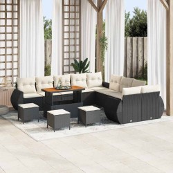 Sonata H Градински Софа Комплект 14 pcs Черно и кремаво 110 x 55 x 71 см - Canapele și bănci de grădină