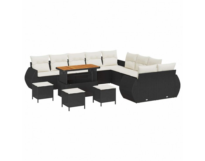 Sonata H Градински Софа Комплект 14 pcs Черно и кремаво 110 x 55 x 71 см