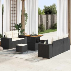 Sonata H Градински Софа Комплект 8 pcs Черно и кремаво 80 x 80 x 71 cm - Canapele și bănci de grădină