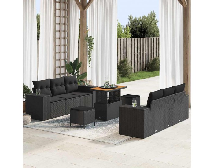 Sonata H Градински Софа Комплект 9 pcs Черно 90 x 55 x 71 cm