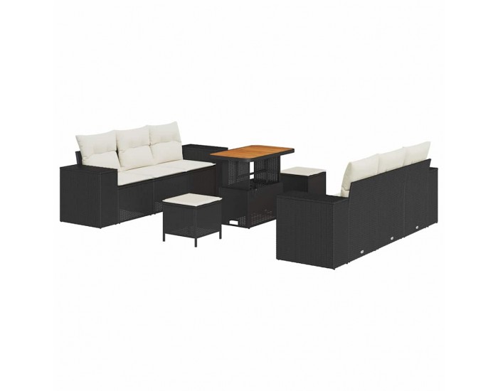 Sonata H Градински Софа Комплект 9 pcs Черно и кремаво 90 x 55 x 71 cm