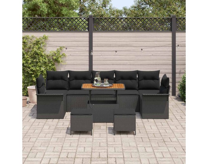 Sonata H Градински Софа Комплект 10 pcs Черно 90 x 55 x 71 cm