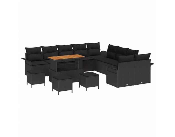 Sonata H Градински Софа Комплект 14 pcs Черно 110 x 55 x 71 см