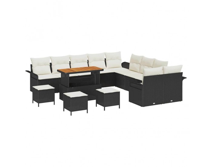 Sonata H Градински Софа Комплект 14 pcs Черен и кремав 110 x 55 x 71 см
