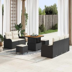 Sonata H Градински Софа Комплект 8 pcs Черен и кремав 80 x 80 x 71 cm - Canapele și bănci de grădină