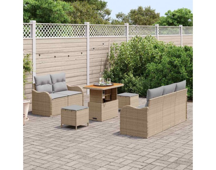 Sonata H Градински Софа Комплект с възглавница 8 pcs Бежов и Светло Сив