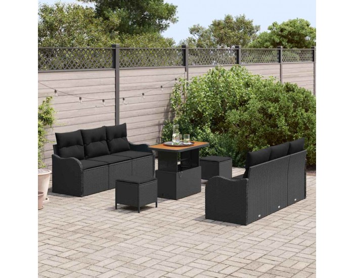 Sonata H Градински Софа Комплект 9 pcs Черно 90 x 55 x 71 cm