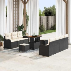 Sonata H Градински Софа Комплект 10 pcs Черен и кремав 90 x 55 x 71 cm - Canapele și bănci de grădină
