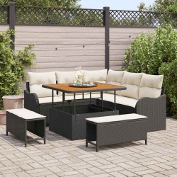 Sonata H Градински Софа Комплект 8 pcs Черен и кремав 100 x 100 x 71 cm - Canapele și bănci de grădină