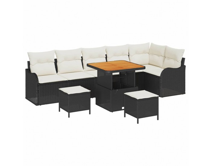 Sonata H Градински Софа Комплект 9 pcs Черен и кремав 80 x 80 x 71 cm