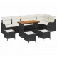 Sonata H Градински Софа Комплект 10 pcs Черен и кремав 110 x 55 x 71 см