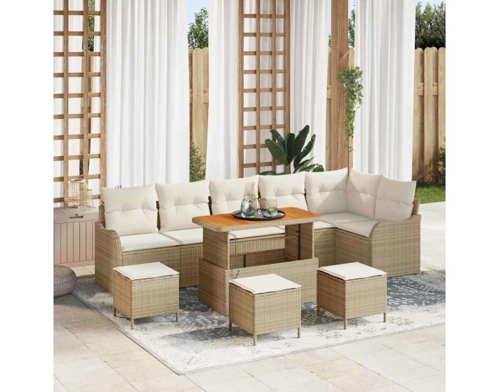 Sonata H Градински Софа Комплект 10 pcs Бежов и кремав 110 x 55 x 71 см