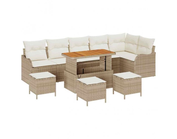 Sonata H Градински Софа Комплект 10 pcs Бежов и кремав 110 x 55 x 71 см
