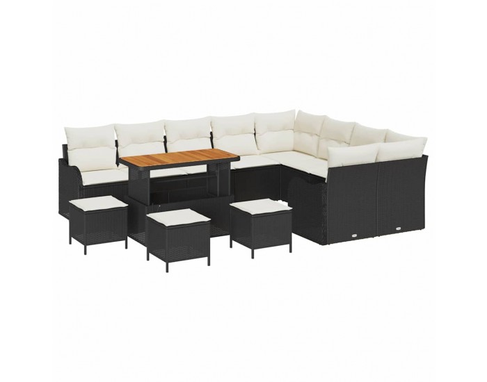 Sonata H Градински Софа Комплект 13 pcs Черен и кремав 110 x 55 x 71 см