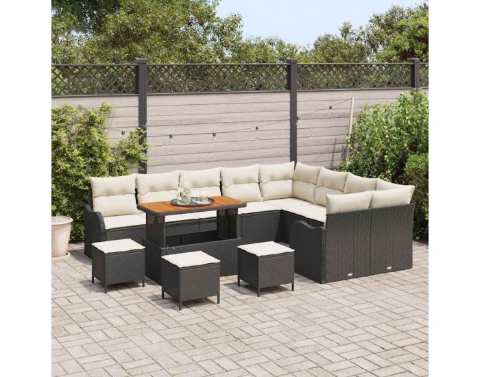 Sonata H Градински Софа Комплект 13 pcs Черен и кремав 110 x 55 x 71 см
