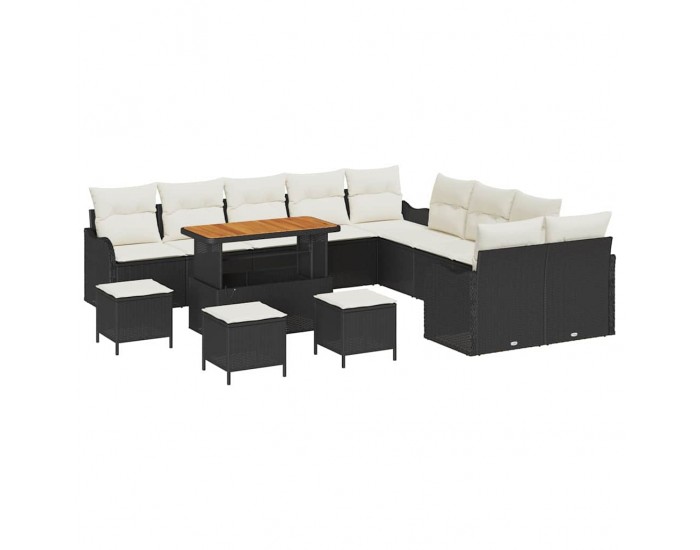 Sonata H Градински Софа Комплект 14 pcs Черен и кремав 110 x 55 x 71 см