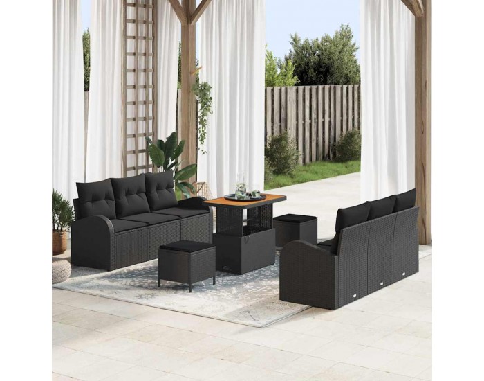 Sonata H Градински Софа Комплект 9 pcs Черно 90 x 55 x 71 cm