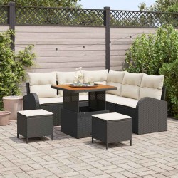 Sonata H Градински Софа Комплект 8 pcs Черен, Крем 80 x 80 x 71 cm - Canapele și bănci de grădină