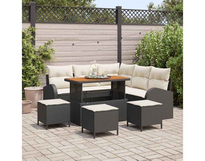 Sonata H Градински Софа Комплект 9 pcs Черен, Крем 110 x 55 x 71 см