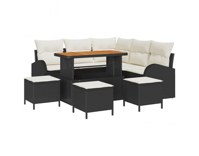 Sonata H Градински Софа Комплект 9 pcs Черен, Крем 110 x 55 x 71 см