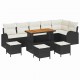Sonata H Градински Софа Комплект 10 pcs Черен и кремав 110 x 55 x 71 см
