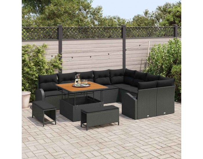 Sonata H Градински Софа Комплект 12 pcs Черно 100 x 100 x 71 cm