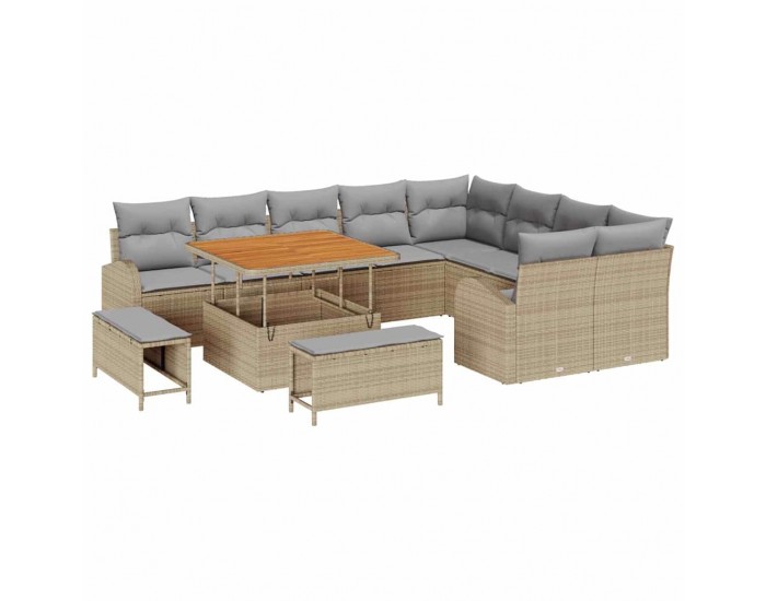 Sonata H Градински Софа Комплект с възглавница 12 pcs Бежов и Светло Сив