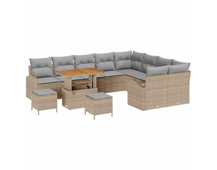 Sonata H Градински Софа Комплект с възглавница 12 pcs Бежов и Светло Сив