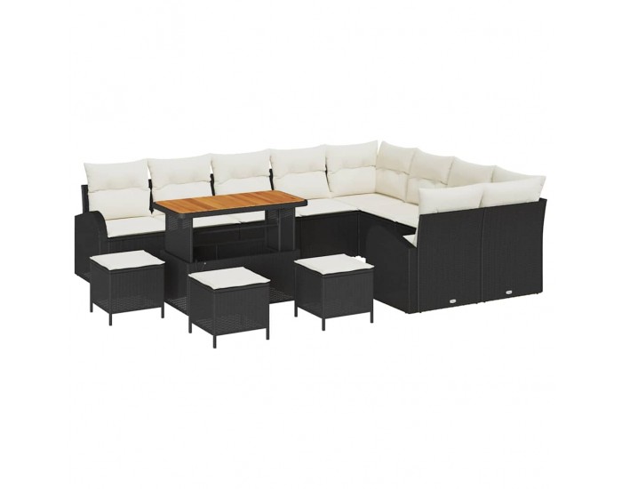 Sonata H Градински Софа Комплект 13 pcs Черен и кремав 110 x 55 x 71 см