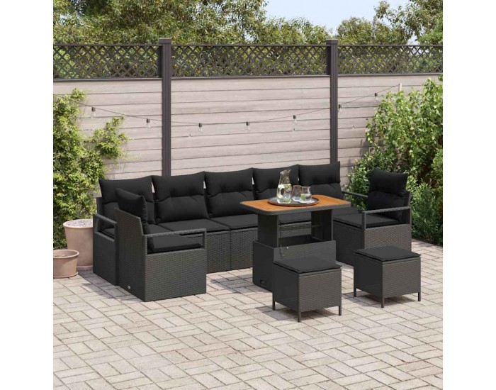 Sonata H Градински Софа Комплект 10 pcs Черно 90 x 55 x 71 cm