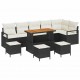 Sonata H Градински Софа Комплект 10 pcs Черен и кремав 110 x 55 x 71 см