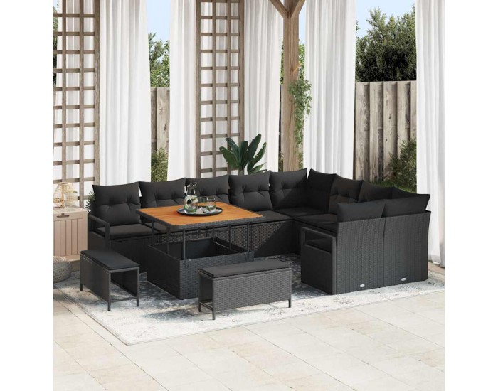 Sonata H Градински Софа Комплект 12 pcs Черно 100 x 100 x 71 cm