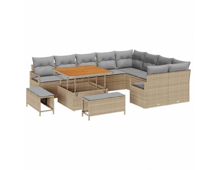 Sonata H Градински Софа Комплект с възглавница 12 pcs Бежов и Светло Сив