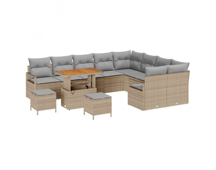 Sonata H Градински Софа Комплект с възглавница 12 pcs Бежов и Светло Сив