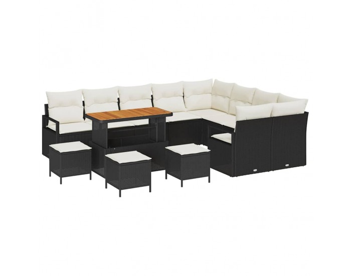 Sonata H Градински Софа Комплект 13 pcs Черен и кремав 110 x 55 x 71 см