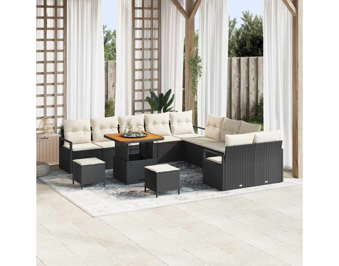 Sonata H Градински Софа Комплект 13 pcs Черен и кремав 80 x 80 x 71 cm
