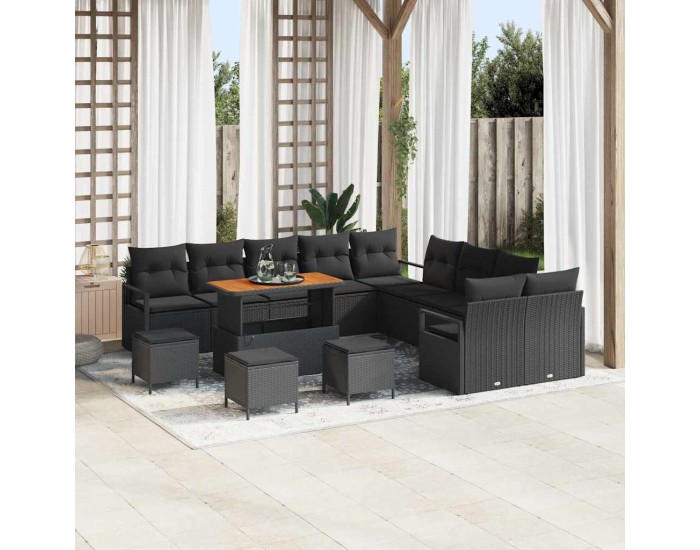 Sonata H Градински Софа Комплект 14 pcs Черно 110 x 55 x 71 см