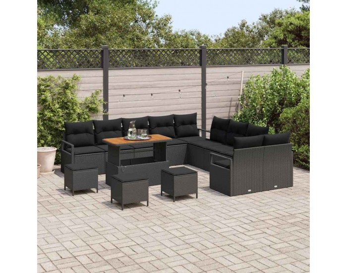 Sonata H Градински Софа Комплект 14 pcs Черно 110 x 55 x 71 см