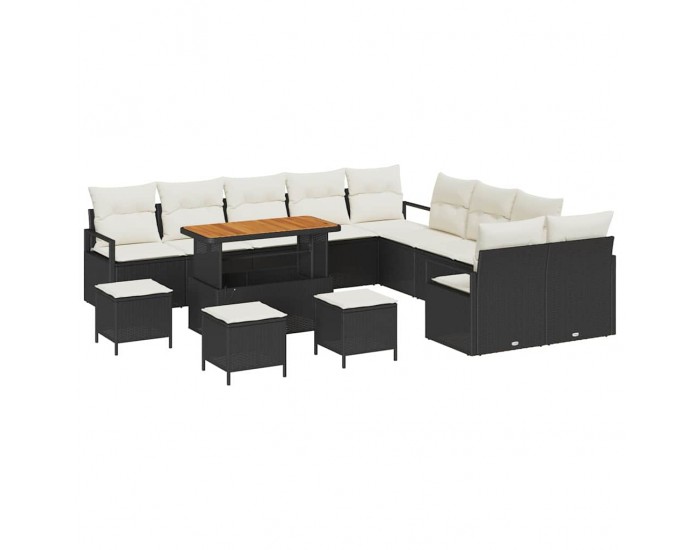 Sonata H Градински Софа Комплект 14 pcs Черен и кремав 110 x 55 x 71 см