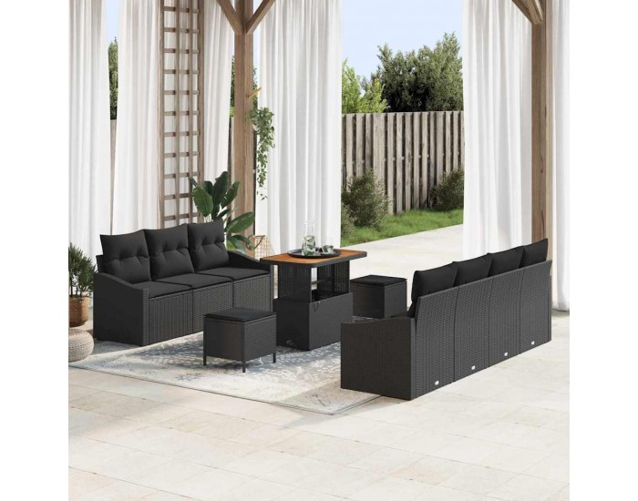 Sonata H Градински Софа Комплект 10 pcs Черно 90 x 55 x 71 cm