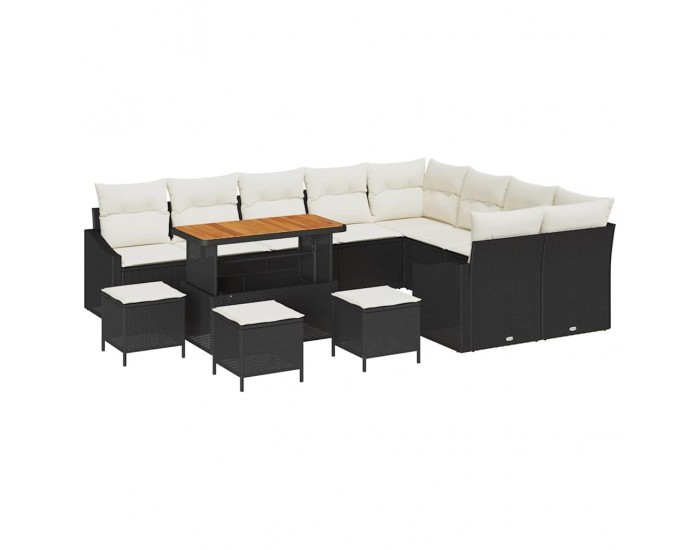 Sonata H Градински Софа Комплект 13 pcs Черен и кремав 110 x 55 x 71 см
