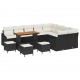 Sonata H Градински Софа Комплект 13 pcs Черен и кремав 110 x 55 x 71 см