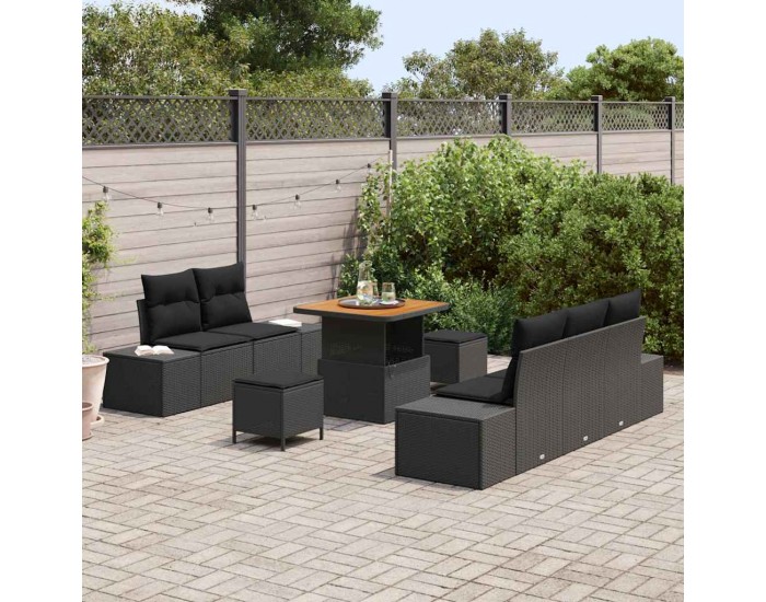 Sonata H Градински Софа Комплект 8 pcs Черно 80 x 80 x 71 cm